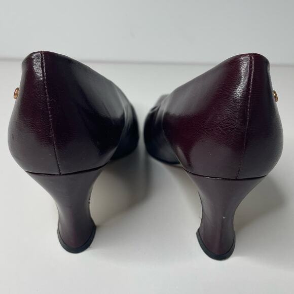 Etienne Aigner Danube Leather Slip On Mid Heel Dress Pumps Burgundy Womens Sz 7M - Picture 7 of 15